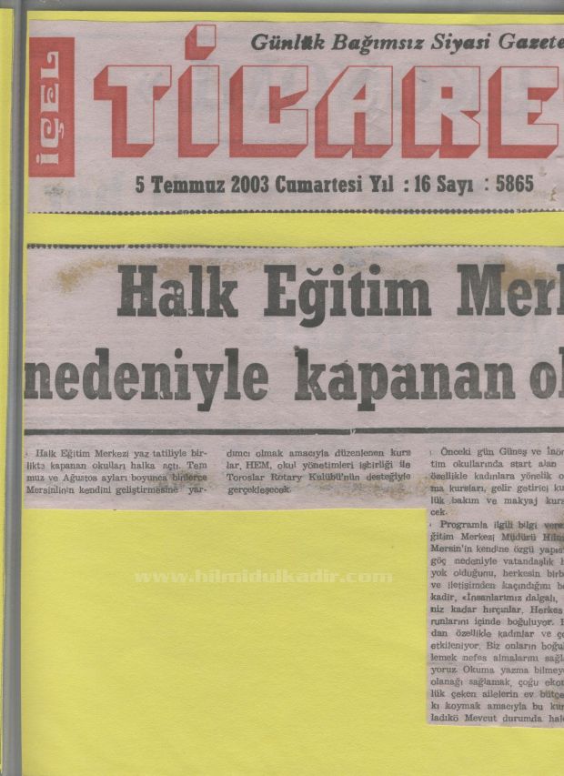 2003 Hem çalışmaları